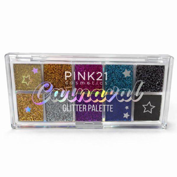 PALETA DE GLITTER PRENSADO 10 CORES PINK 21 – BRILHO HOLOGRÁFICO E ALTA FIXAÇÃO
