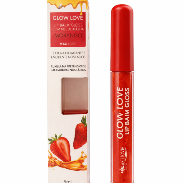 Lip Balm e Gloss Glow Love Mel de Abelha e Morango Max