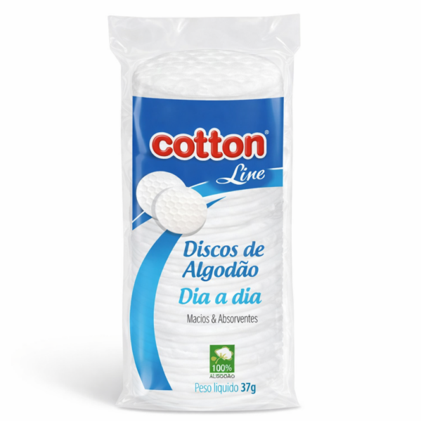 Algodão em Disco Remoção Maquiagem Limpeza Rosto Pele Sensível Dia a Dia 37g Cotton Line