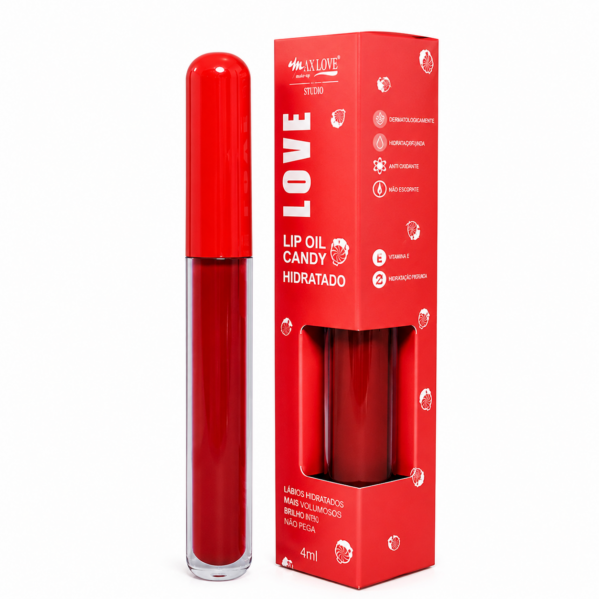 Lip Oil Candy Morango 5ml - Max Love