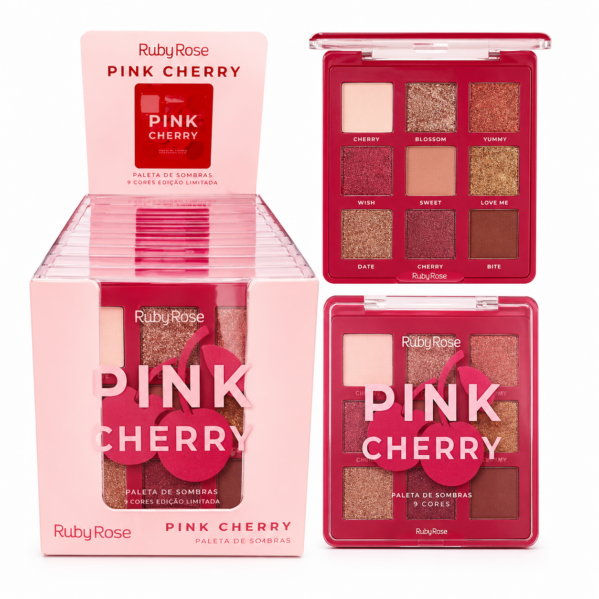 Paleta de Sombras Ruby Rose Pink Cherry 9 Cores