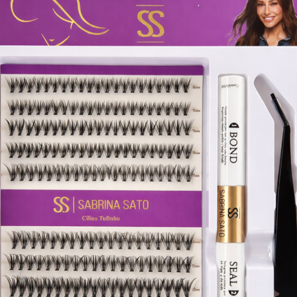 KIT CÍLIOS TUFINHO SABRINA SATO - MIX 9MM A 13MM + COLA, PINÇA