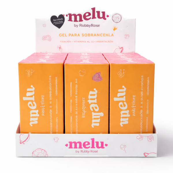 BOX GEL MODELADOR PARA SOBRANCELHAS MELU - RUBY ROSE 24 UNIDADES