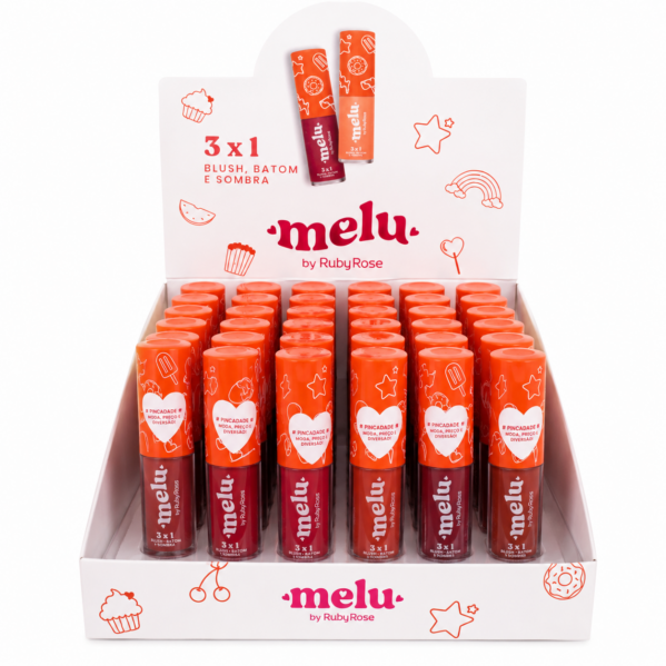 Box C/ 36 Blush, Batom e Sombra 3x1 Grupo 01 Melu Ruby Rose RR-1100-G1