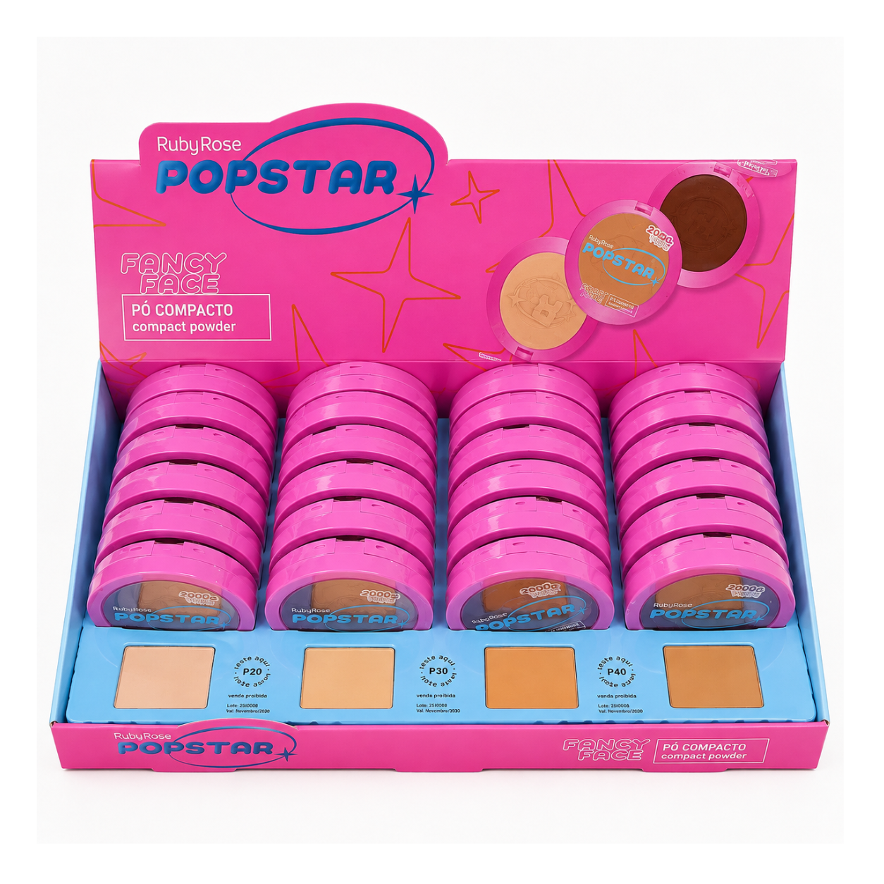 BOX C/24 G1 Pó Compacto Fancy Face Popstar Hbm406-5 Ruby Rose